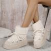 Saison Herbst und Winter neue Übergröße Übergröße dicksohlige Schneestiefel Damen Samt lässig warm Muffinsohle High-Top Baumwollschuhe