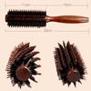 Straight Twill Boar Bristle Hair Round Brush Wood Handle Rolling Styling Comb