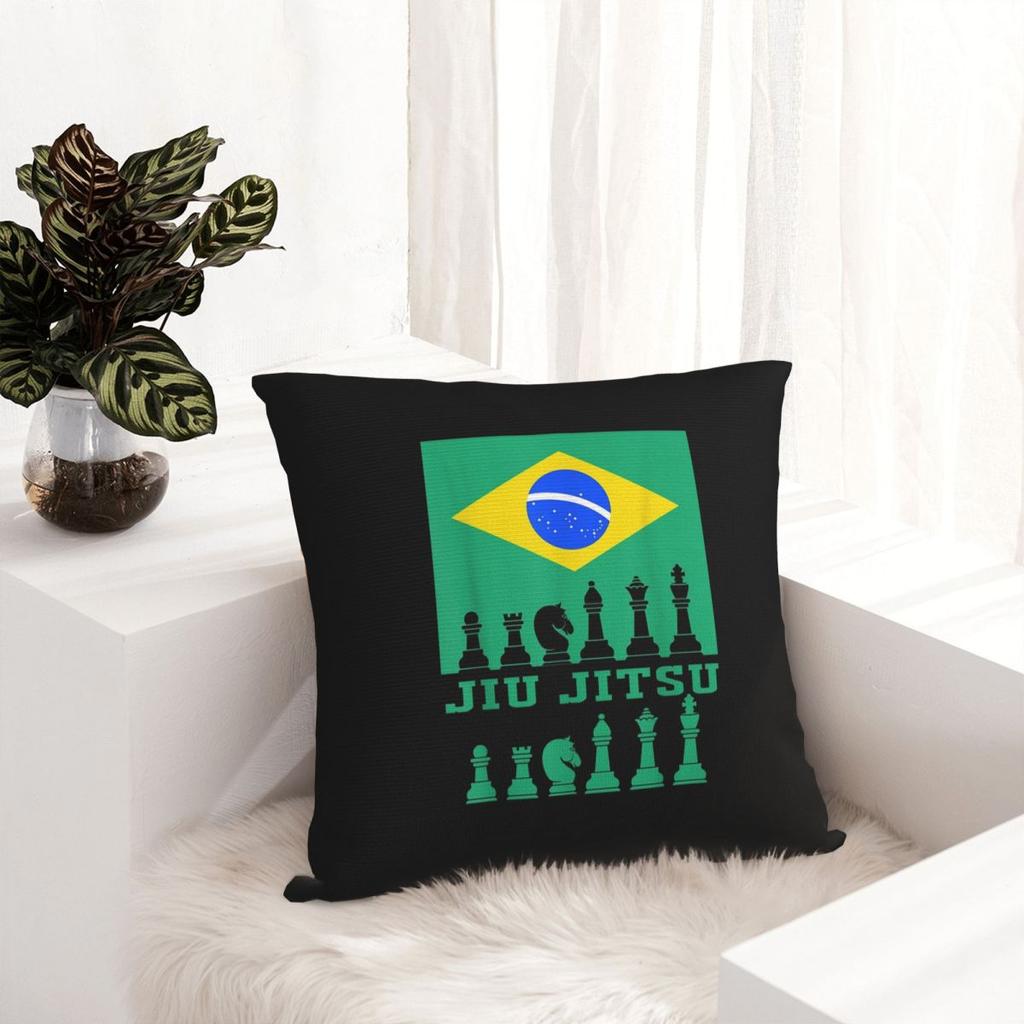 Brazilian Jiu Jitsu Flag Jiu Jitsu Chess Square Pillowcase Cushion Cover Pillow Case Throw Pillow Cover for Home Sofa