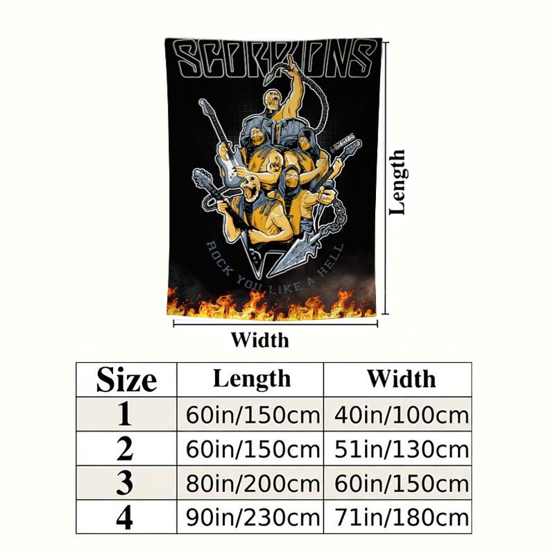 Scorpions Band Wall Tapestry Aesthetic Wall Hanging Printed Fabric Blanket Decorative Tapestries for Bedroom Living Room Home Decor