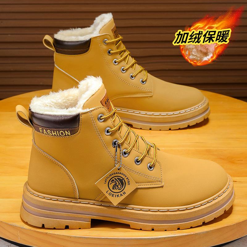 2025 zima nové sametové zateplené pánské boty Martin módní trend pánská obuv teplé bavlněné boty outdoorová obuv
