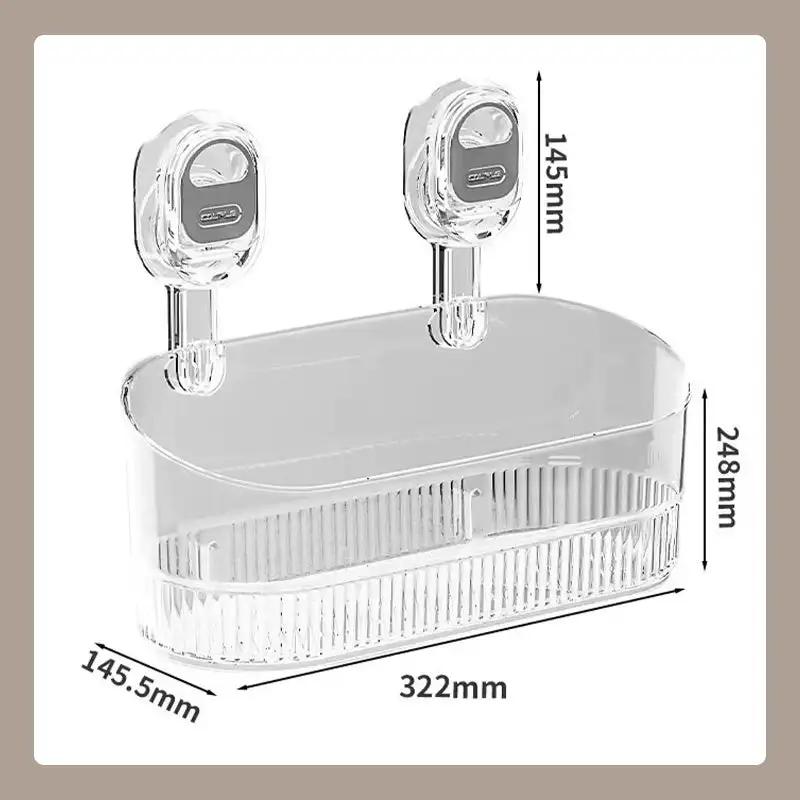 Transparent Suction Cup Storage Rack No-Drill Wall Mounted Cosmetic Storage Box Strong Load-Bearing Removable Makeup Organizer