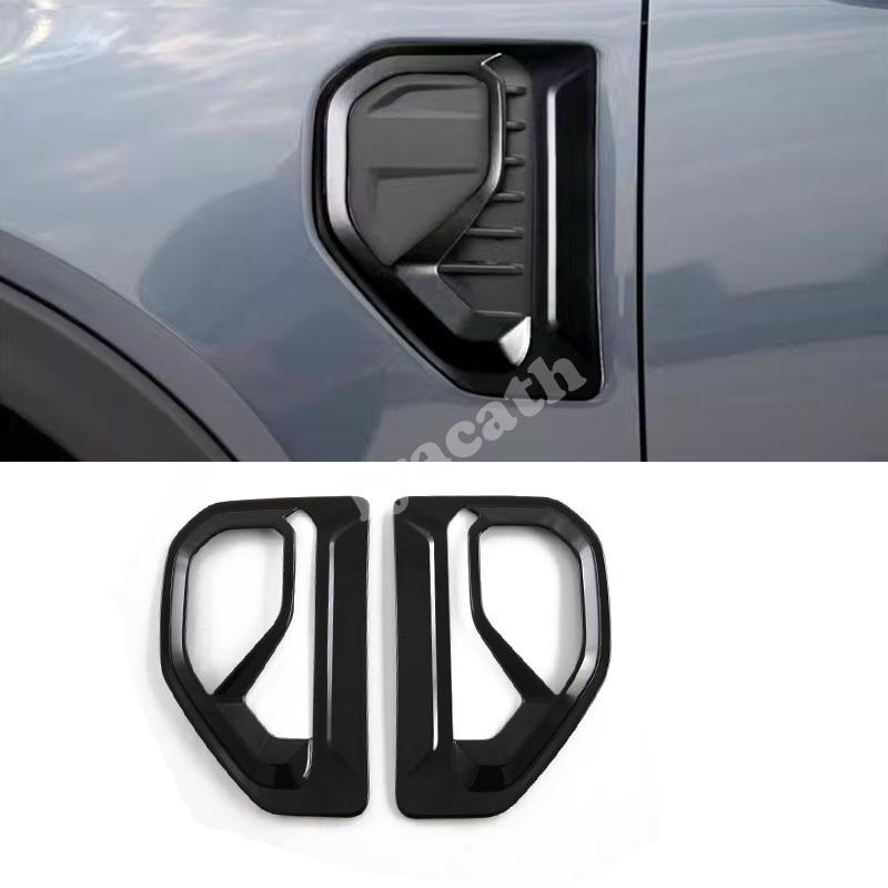 For Ford Ranger  2024 2 ABS carbonfiber external Fender Side Air Vent Outlet Cover Trim Leaf flakes Sticker Car accessories