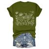 Women's casual floral print loose T-shirt crew-neck pullover short-sleeved top