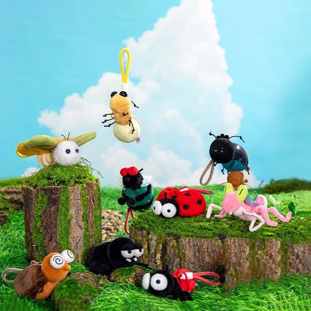 Ladybug Plush Insects Key Ring Cartoon Cockroach Key Chain Cute Moth Fly Pendant  for Gifts