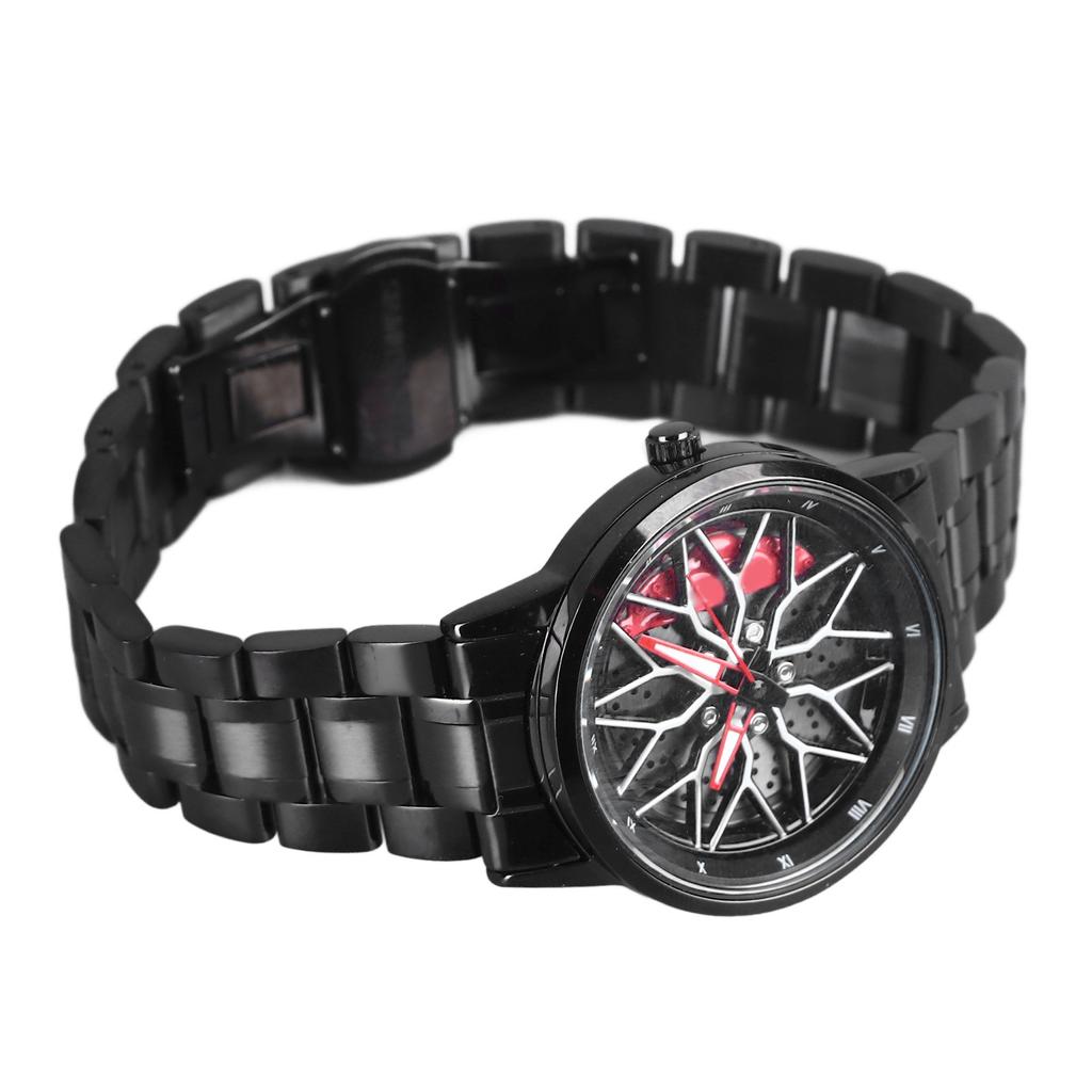 Car Wheel Watch Japanese Quartz Movement 30M Waterproof Rotating Racing Car Inspired Wrist Watch