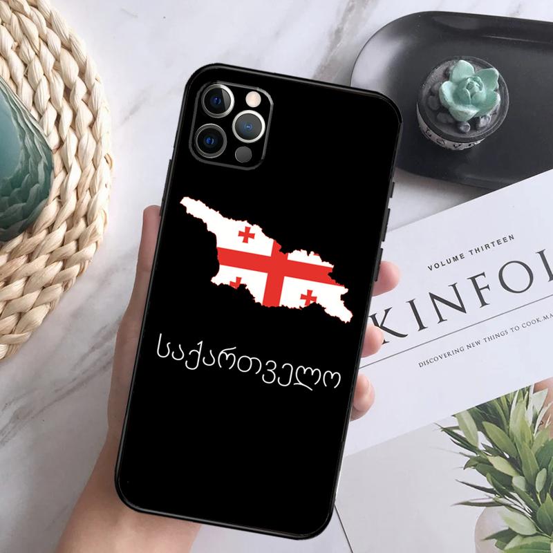 Georgia Flag Soft Case For iPhone 16 Pro Max 13 12 Mini XS Max X XR 11 15 Pro Max 14 Plus Back Cover