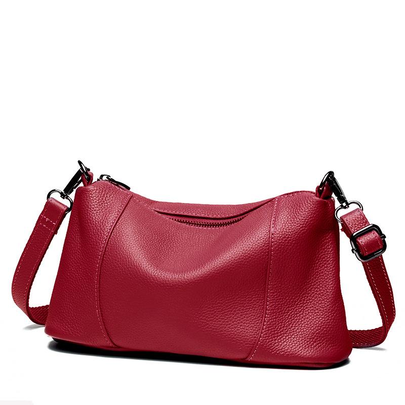 New Top Layer Cowhide Soft Leather Fashionable and Versatile Simple Multi-layer Small Bag Crossbody Bag Slanted Women's Bag