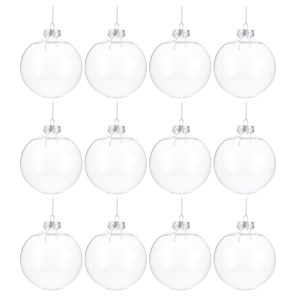 10pcs Christmas Transparent Ball Plastic Fillable Bauble 8-10cm Xmas Tree Hanging Ornaments Decoration Wedding Party Gift Box
