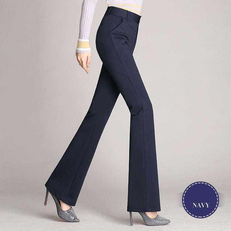 

Straight High Waist Flare Pants Straight-leg High Waist Flared Pants Work Pants Plus Size navy blue XXXL