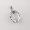 Crystal Quartz Gemstone Silver Pendant 1.75" , 925 Sterling Silver Handmade Jewelry, Women Wedding Pendant PP-63-5