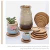 6Pcs Bamboo Flowerpot Trays Round Plant Pot Saucers Drip Tray for Succulent Bonsai Planter Bases Flower Pot Dish