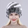 Hot Sell Women Winter Knitted Real Rex Rabbit Fur Hat Fluffy Natural Rex Rabbit Fur Cap Lady Good Elastic Genuine Fur Hats