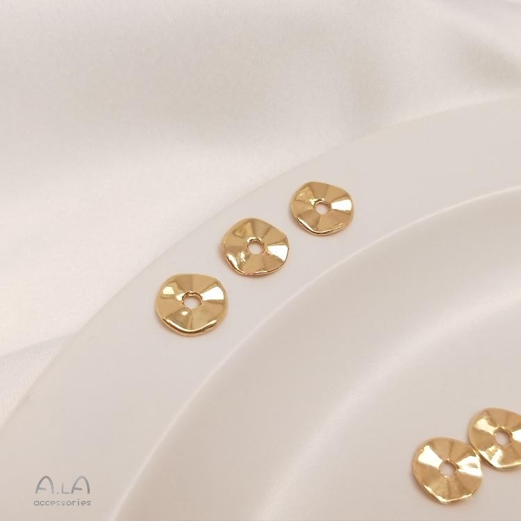 14K Gold-Filled Color-Preserving Wavy Disc Spacer for DIY Charm Bracelet Jewelry.