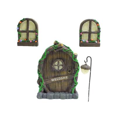 Decorazioni Albero Fatato in Miniatura Set Porta e Finestra Fatata Ornamenti Luminosi per Porta e Finestra