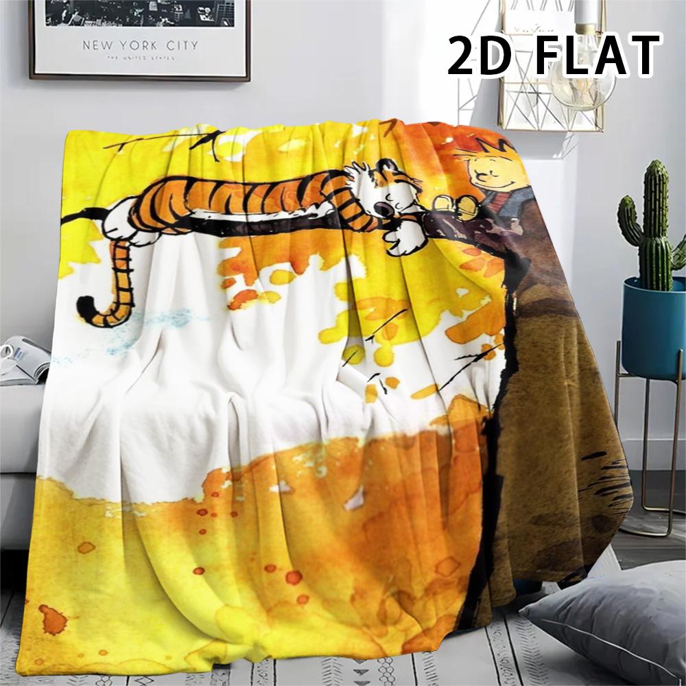 1Pc Calvin and Hobbes Print Flannel Blanket, High Quality Comfortable for All Seasons, Home Decor, Warmth and Comfort, Perfect for Christmas Gifts