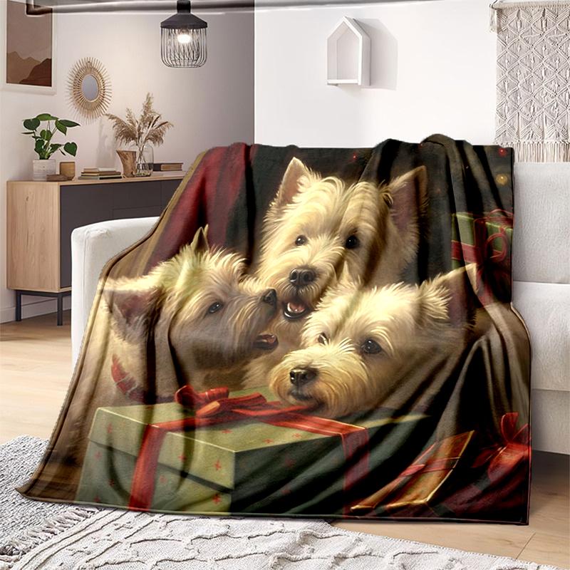 1PC Dog cute printed blanket, all season lightweight home office outdoor nap multifunctional blanket A7