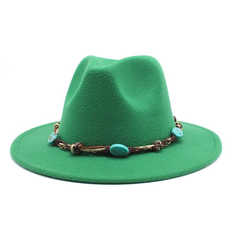 Emerald Western Region Style Top Hat Resin Accessories Jazz Hat Woolen Felt Hat