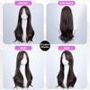 24 Inch Black Tea Curly Wigs Thick Bangs Separated Fiber Synthetic Heat-resistant Natural Party or Selfie For Women Korean Fashion