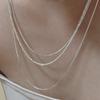 S925 Silver Fashion Multi-Layer Sparkling Collarbone Chain Multi-Layer Square Snake Bone Splicing Necklace Silver Jewelry