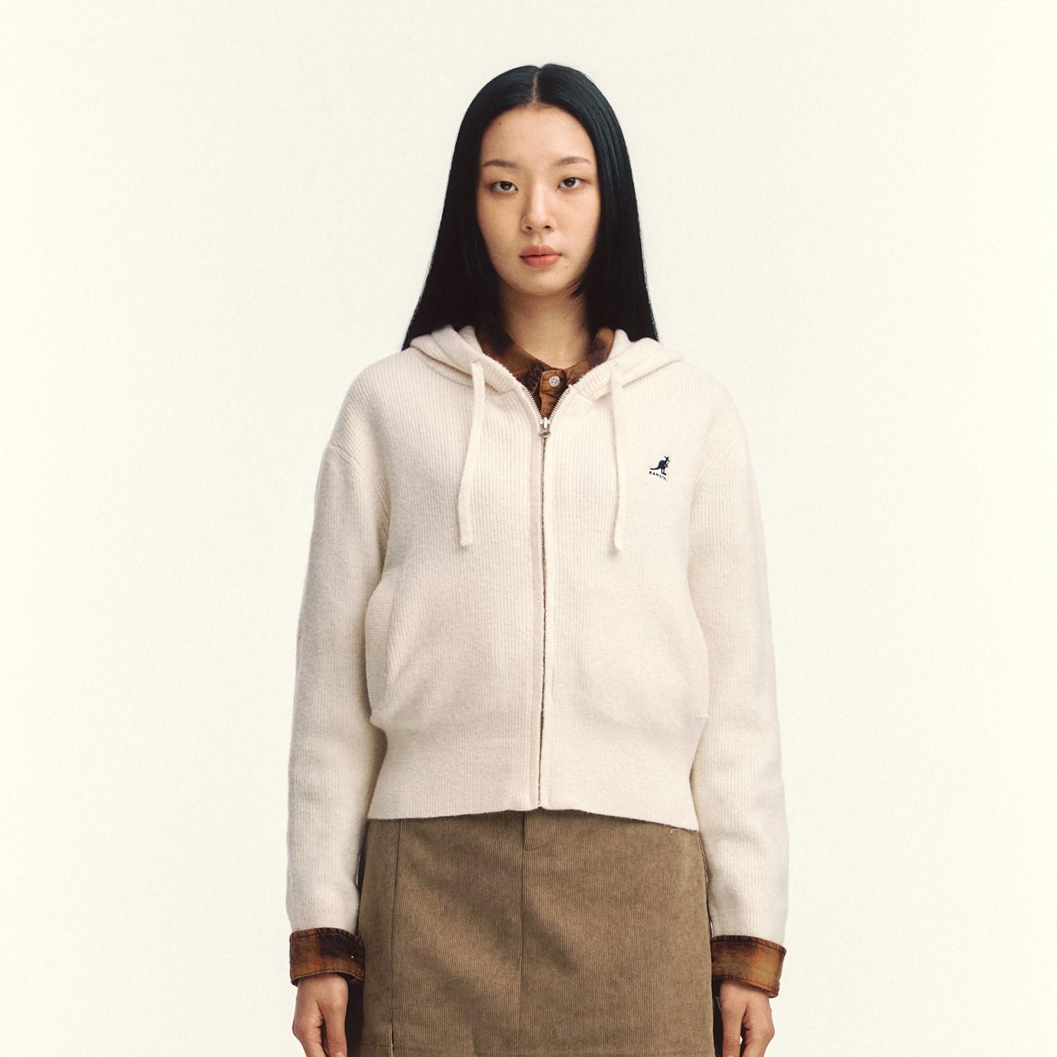 Kangol Women S Knit Zip-Up Hoodie 1893 Ivory Ivory/S