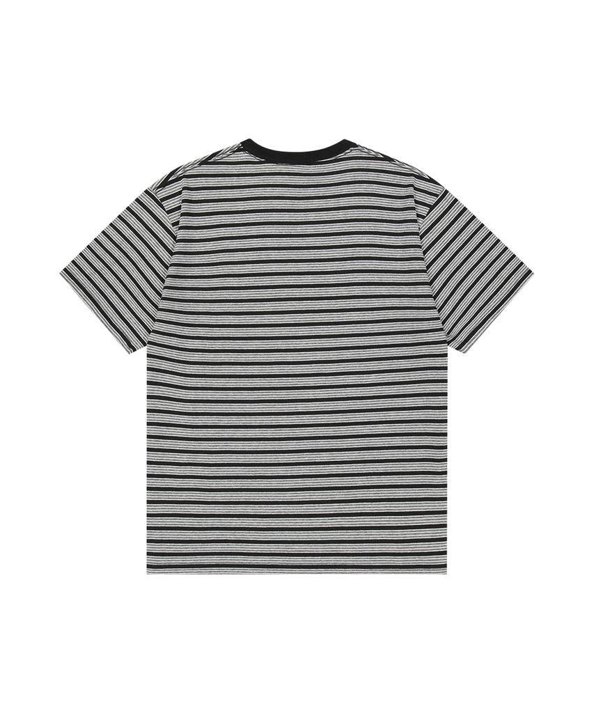 MAHAGRID Stripe Basic Logo Tee Gray(Mg2Gmmt508A)