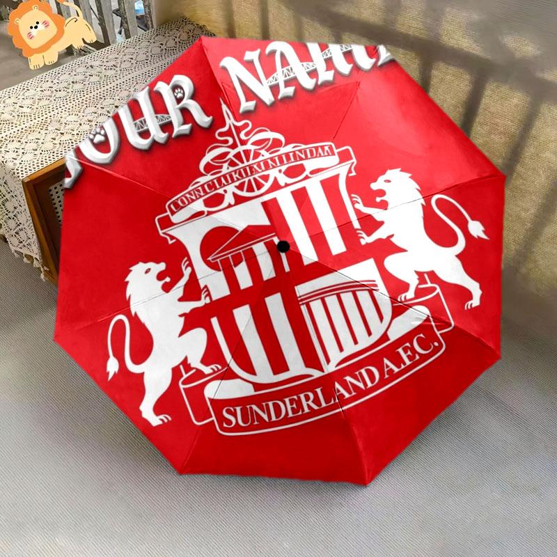 1 PC Automatic Folding Umbrella - Sunderland A.F Custom Name Pattern, Portable & Foldable Design with 8 Ribs, Christmas Birthday Gifts