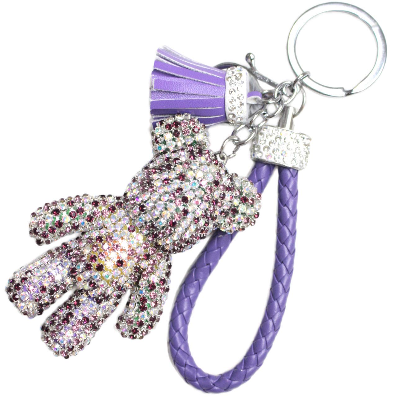 

VICHE CATT Bear Fur Bag Charm, Cute and Sparkly Strap, Key Ring, Keychain Accessory (Purple)