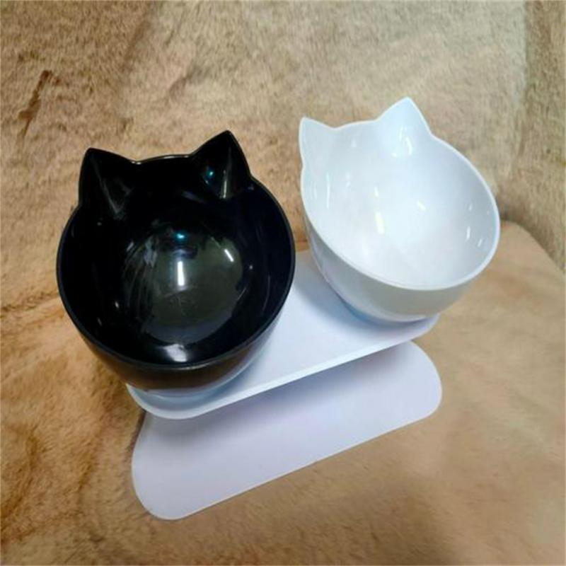 Cat Bowl Transparent Double Bowl Cat Food Bowl Water Bowl Basin Bowl Rack Dog Bowl Dog Food Basin Oblique Mouth Spine