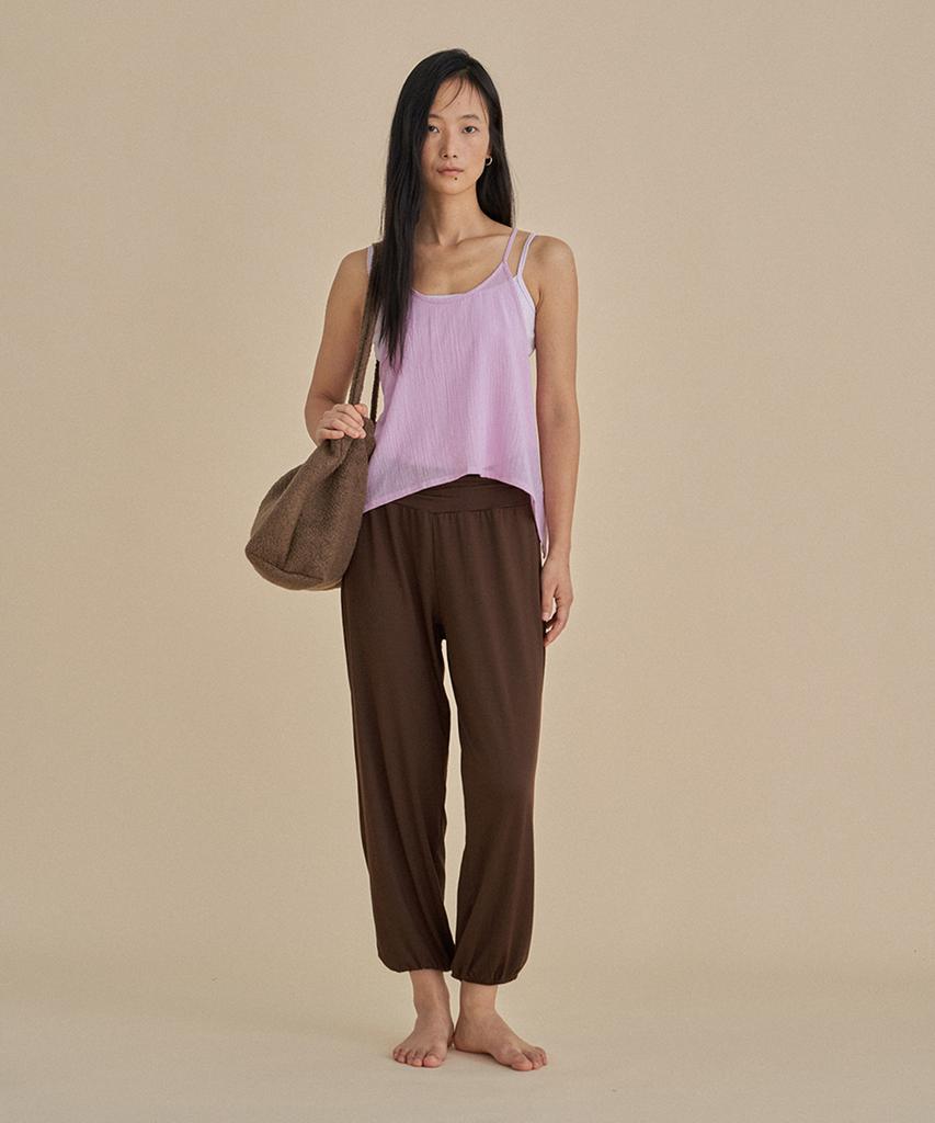 Tallita Shirred High-Low Pants / Brown
