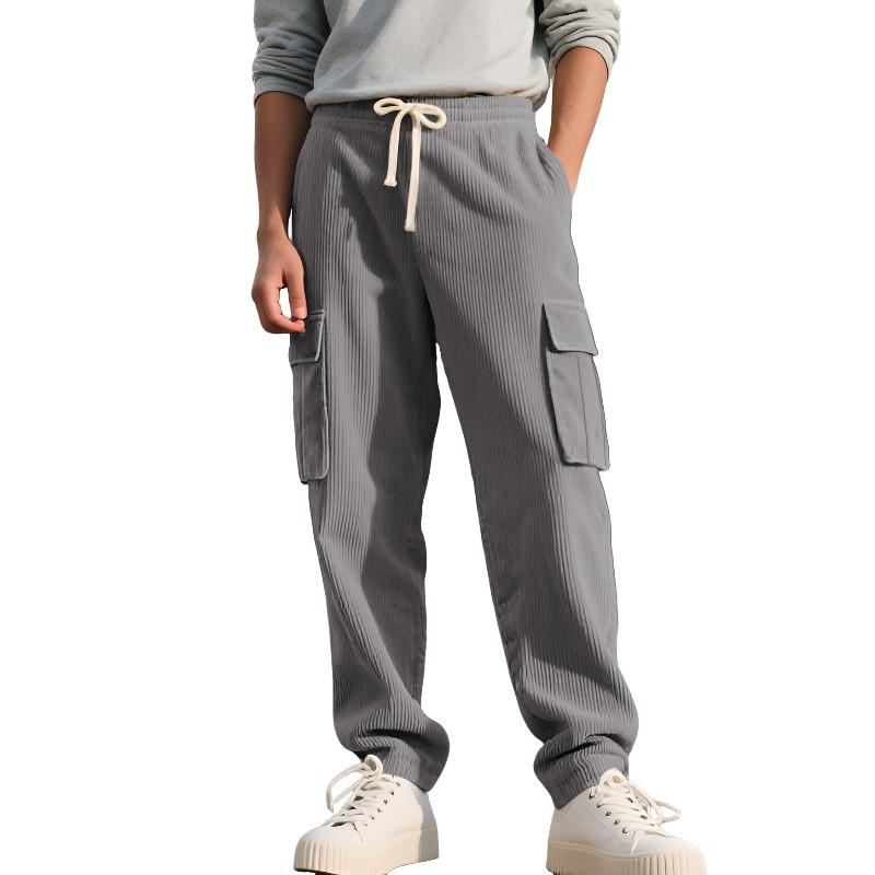 Summer New Retro Tooling Casual Sweatpants Men's Loose Straight Wide-leg Corduroy