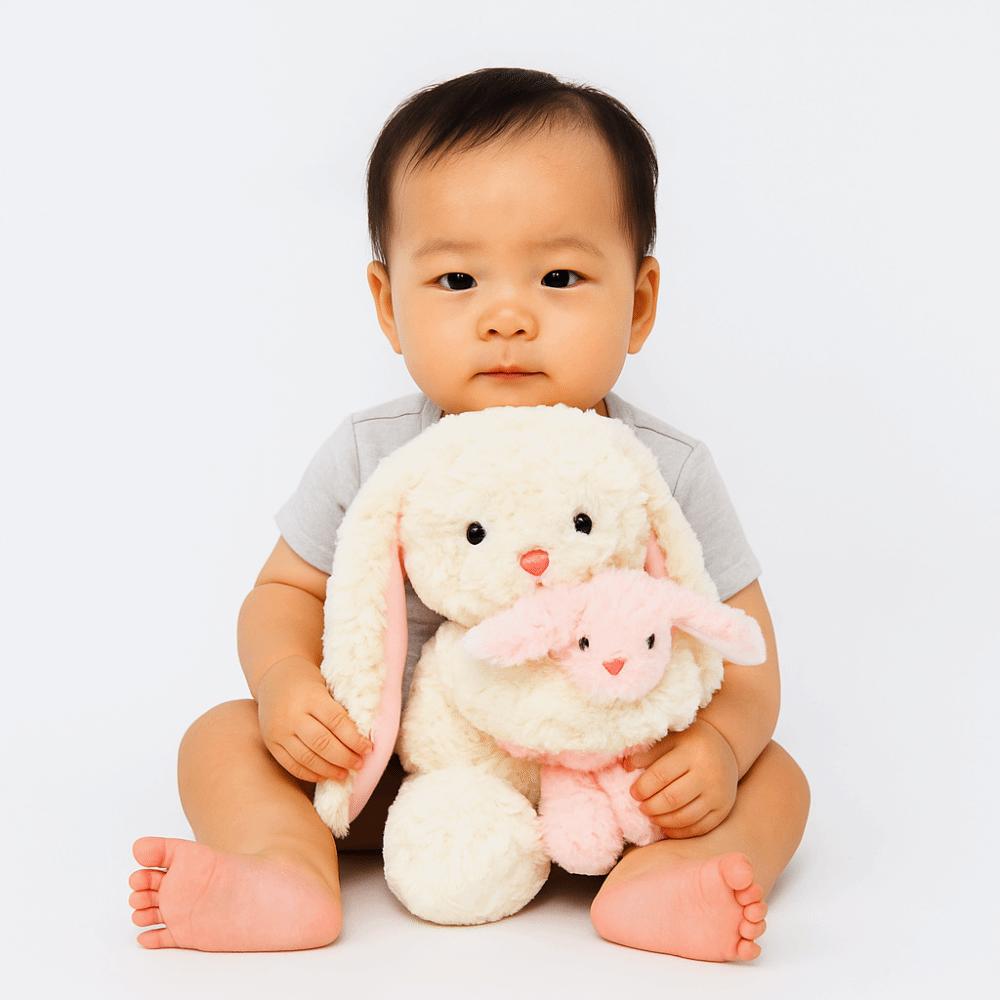 Fluffy Bunny Doll Stuffed Toy Interactive Parent Child Bear Stuffed Animals  Kids Gifts