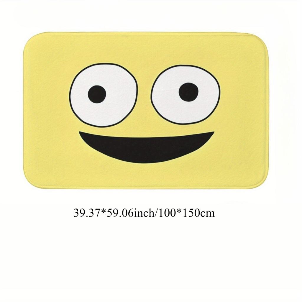 1pc Flannel Doormat, Outdoor Indoor Door Mat, Souvenir and Holiday Gift, Smiling Friend Logo Doormat, Rectangular Floor Mat
