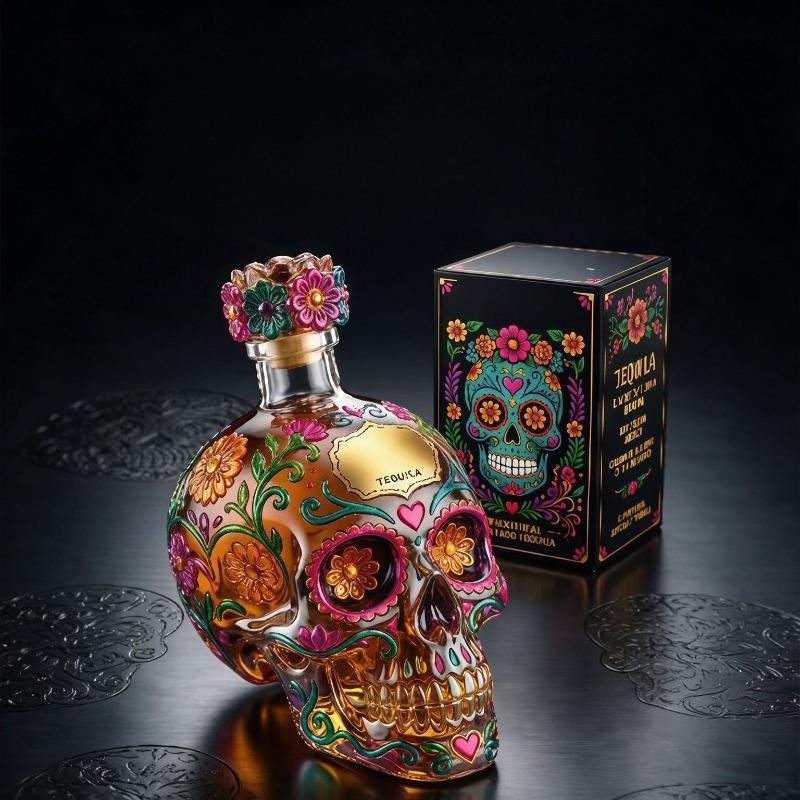 Bottiglia da Whiskey Teschio Decanter Creativo in Vetro Borosilicato Ornamento da Collezione Artigianato Decanter per Vino per Esposizione in Casa Conservazione del Vino