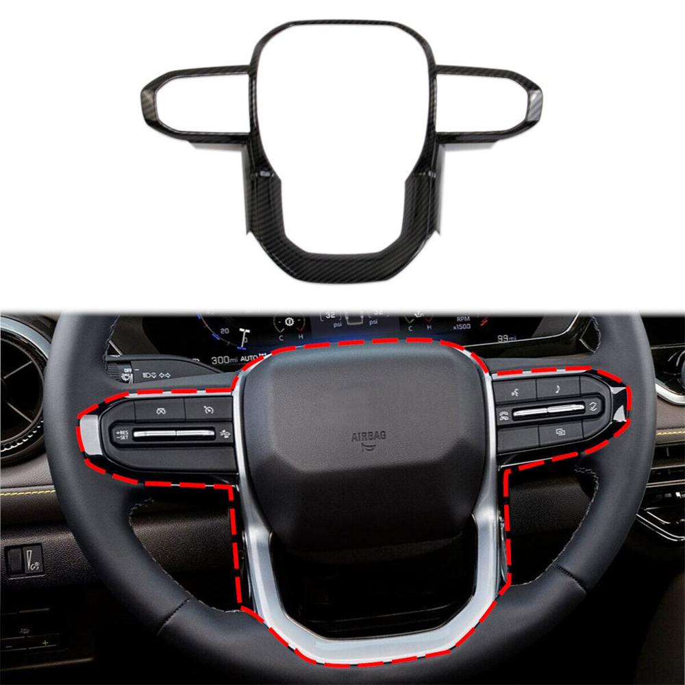 Carbon Fiber Look Steering Wheel Trim Cover Decor Molded For Chevrolet Colorado 2023+