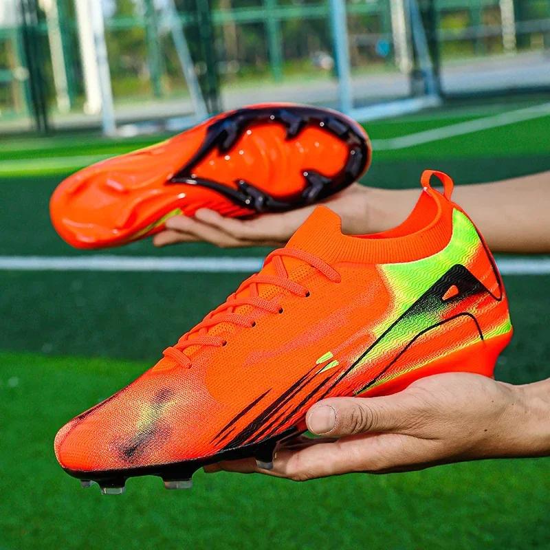 New Men Soccer Cleats Football Boots Training Shoes FG Ultralight Soccer Shoes Outdoor Drop Shipping Non-Slip Long Spikes
