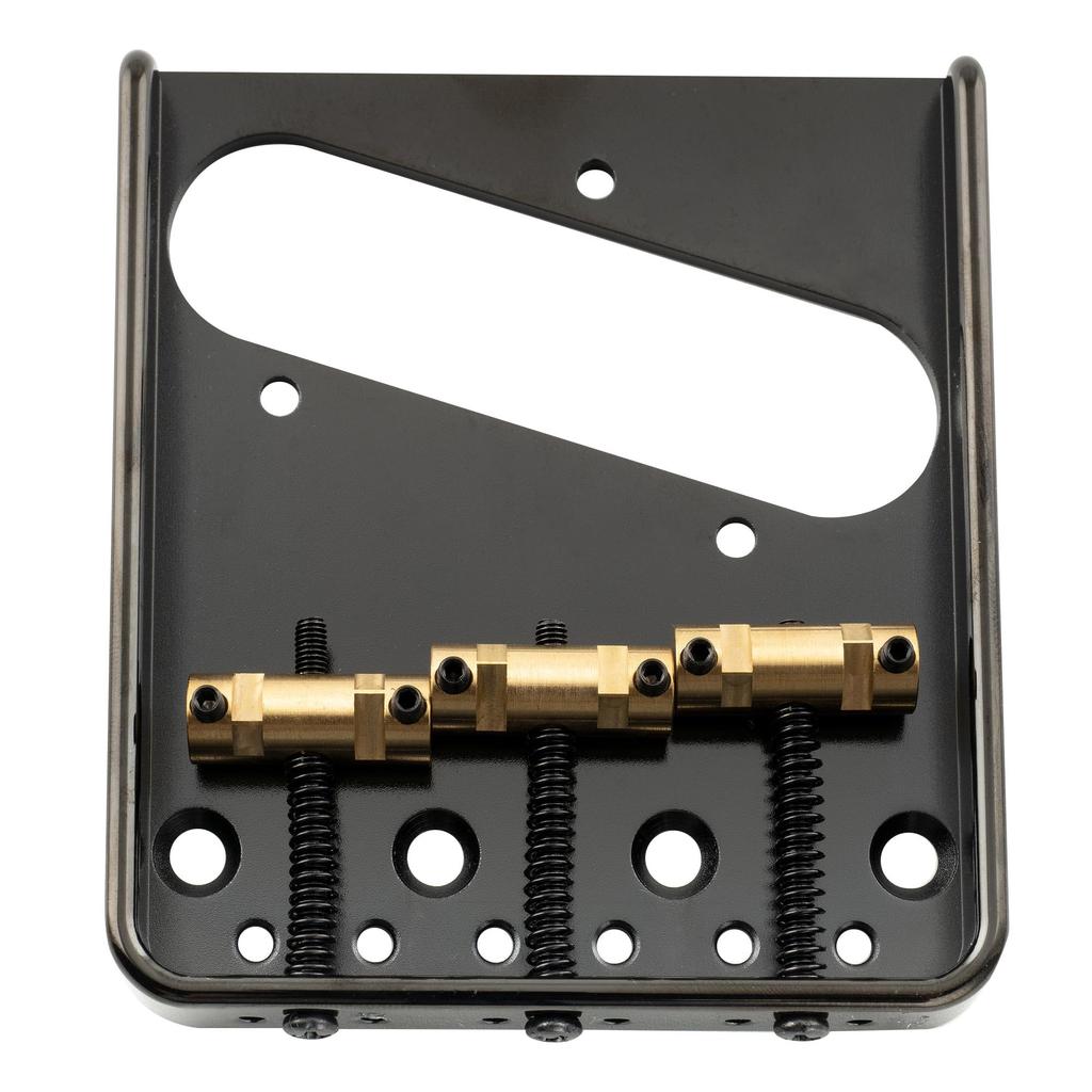 Musiclily Ultra 10.8mm Telecaster Bridge, 3-Way, Brass Saddles, Aluminum Plates, for Vintage TL Electric Guitars, Black