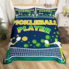 Pickleball Duvet Cover Full Size Ball Sports Gaming Bedding Set Yellow White Quotes Comforter Cover Black Microfiber Quilt Cover