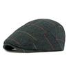 Autumn Winter Men's Hat Middle-Aged Wool Forward Cap British Vintage Beret Plaid Peaked Cap
