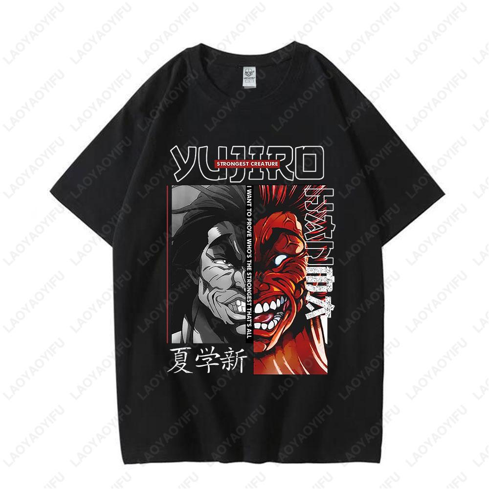 Japanese Fighting Anime Twodimensiona T Shirt Hanma Baki Manga Graphic T Shirts Men Women High Quality Cotton Shortsleev
