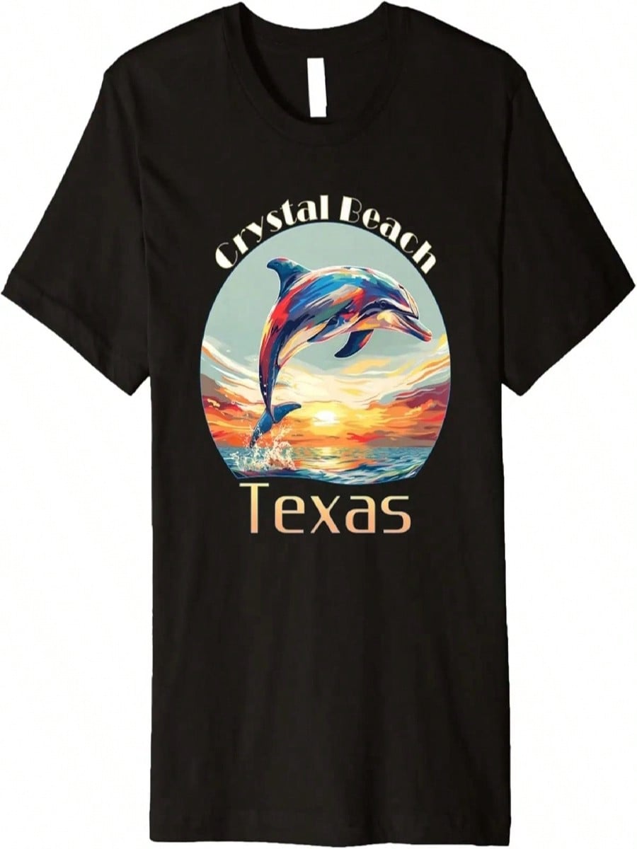 Crystal Beach Texas Summer Vacation Beach Dolphin Premium T-Shirt S разноцветный
