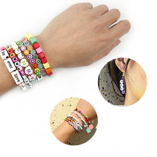 50 st 7 mm färgglad akryl DIY Crafted Bead Creative Söt leende ansikte Lösa pärlor Armbandstillverkning