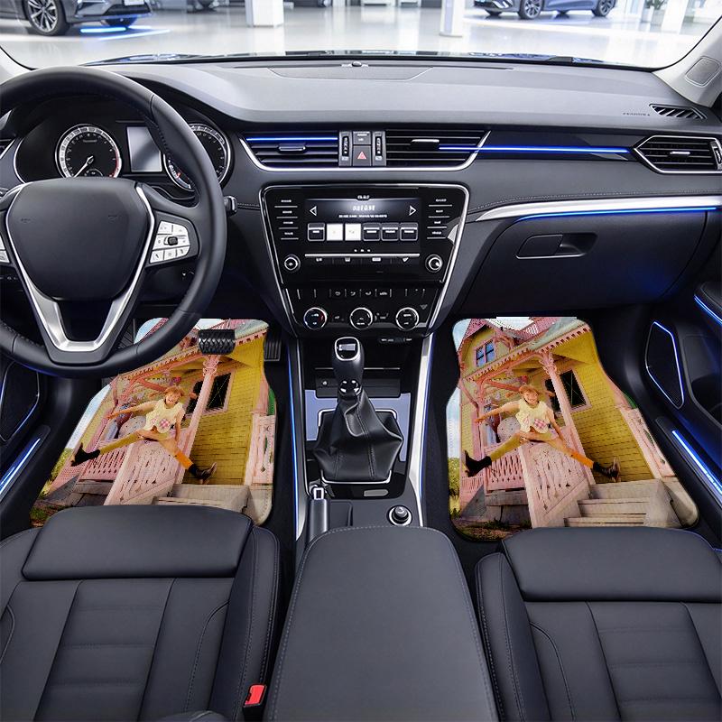 Inger Pippi pattern  Black Car Floor Mats Full Coverage All-Season Car Mats, XPE Non-Slip And Wear-Resistant Mats Suitable for SUV Interiors, Textured