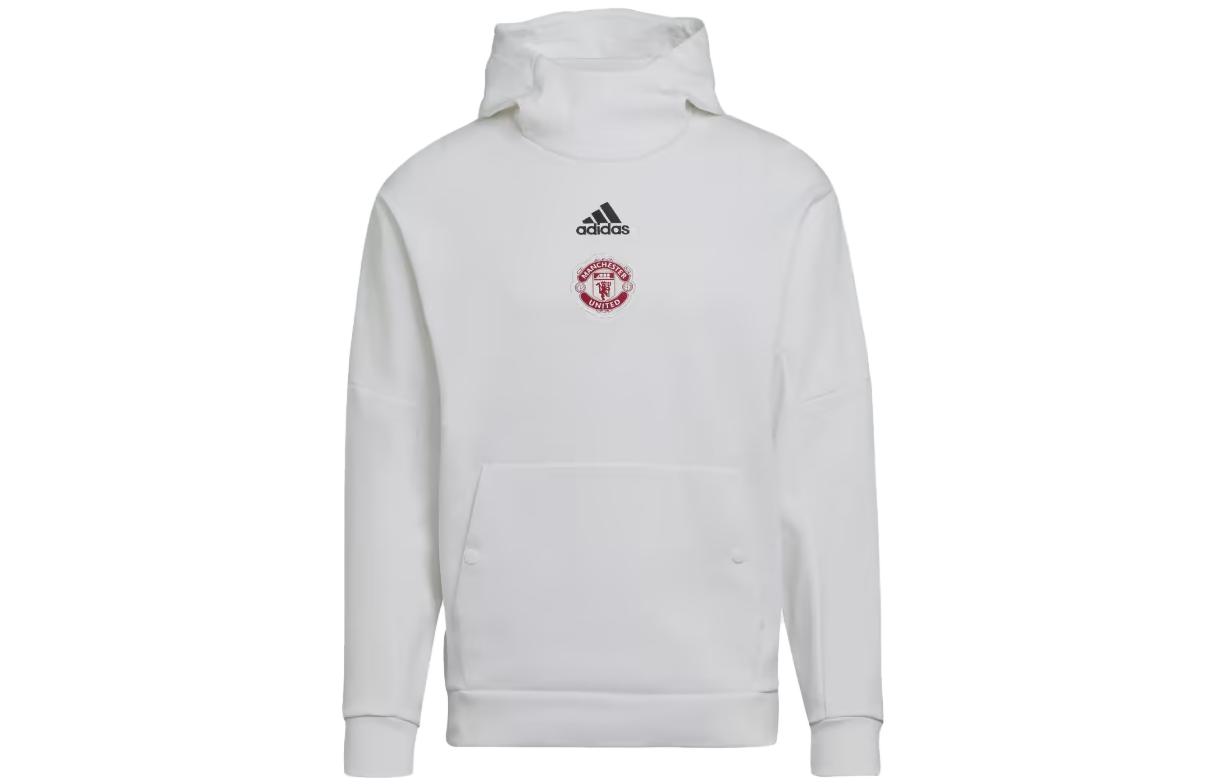 Adidas Manchester United Sweatshirts Men s White Hooded Moderate Regular HE6643 S