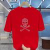Men's New Summer Cartoon Skull Print Short Sleeve, Cotton Basic Crew Neck T-shirt, Fashion Casual Short Sleeve Top