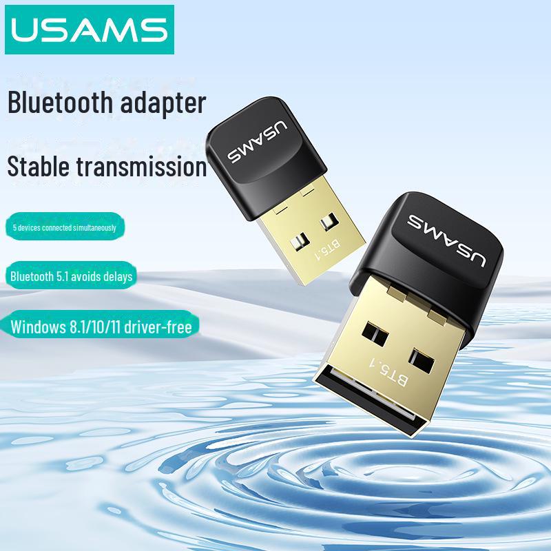 

USAMS USB Bluetooth 5.1 Adapter - Driver-Free Bluetooth Transmitter & Receiver for Computers чорний
