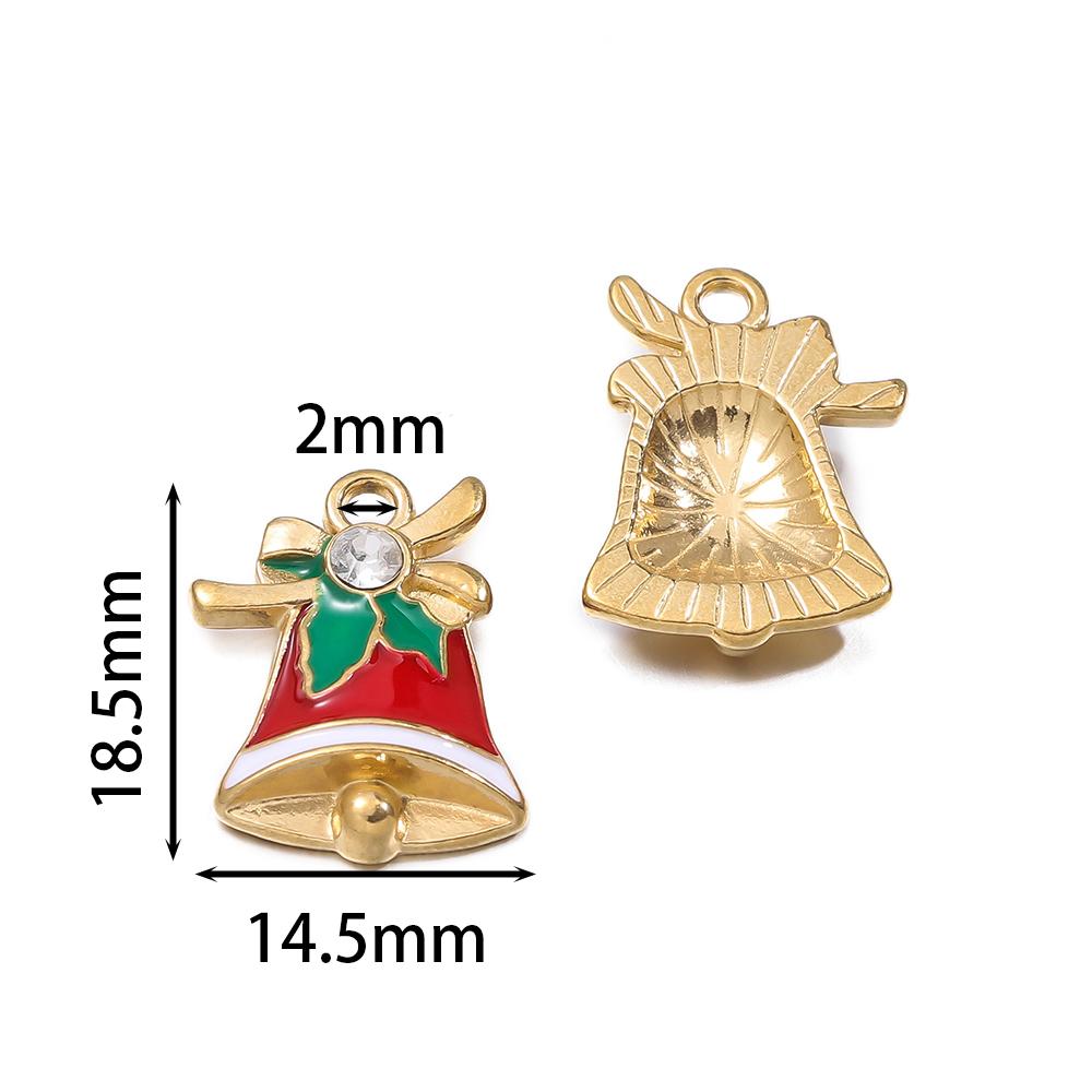 1pcs Stainless Steel Christmas Charms Gold Color Santa Claus Christmas Tree Enamel Pendants For DIY Earrings Necklaces Making