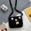 Cute Canvas Bag for Women, New Japanese Harajuku Style Crossbody Bag, Versatile Shoulder Bag for Students with Pin Badges