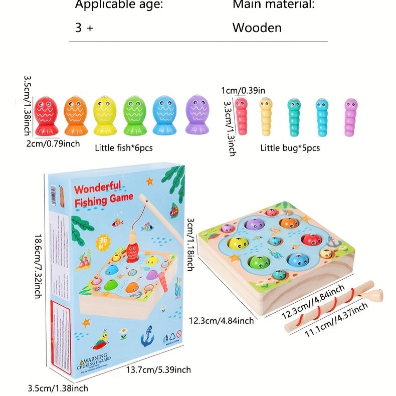 Lustiges Angel- und Insektenfangspiel, Duales Spieldesign zum Angeln und Insektenfangen, Freihändiges Gehirntraining, Leuchtende Farben, Hochwertiges Holz