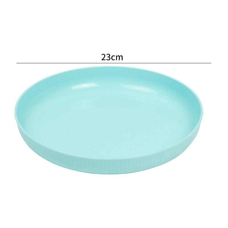 23cm Wheat Straw Plate 8-color Plate Wheat Straw Hotel Vegetable Fruit Plate Stackable Unbreakable Reusable BPA Free Tableware